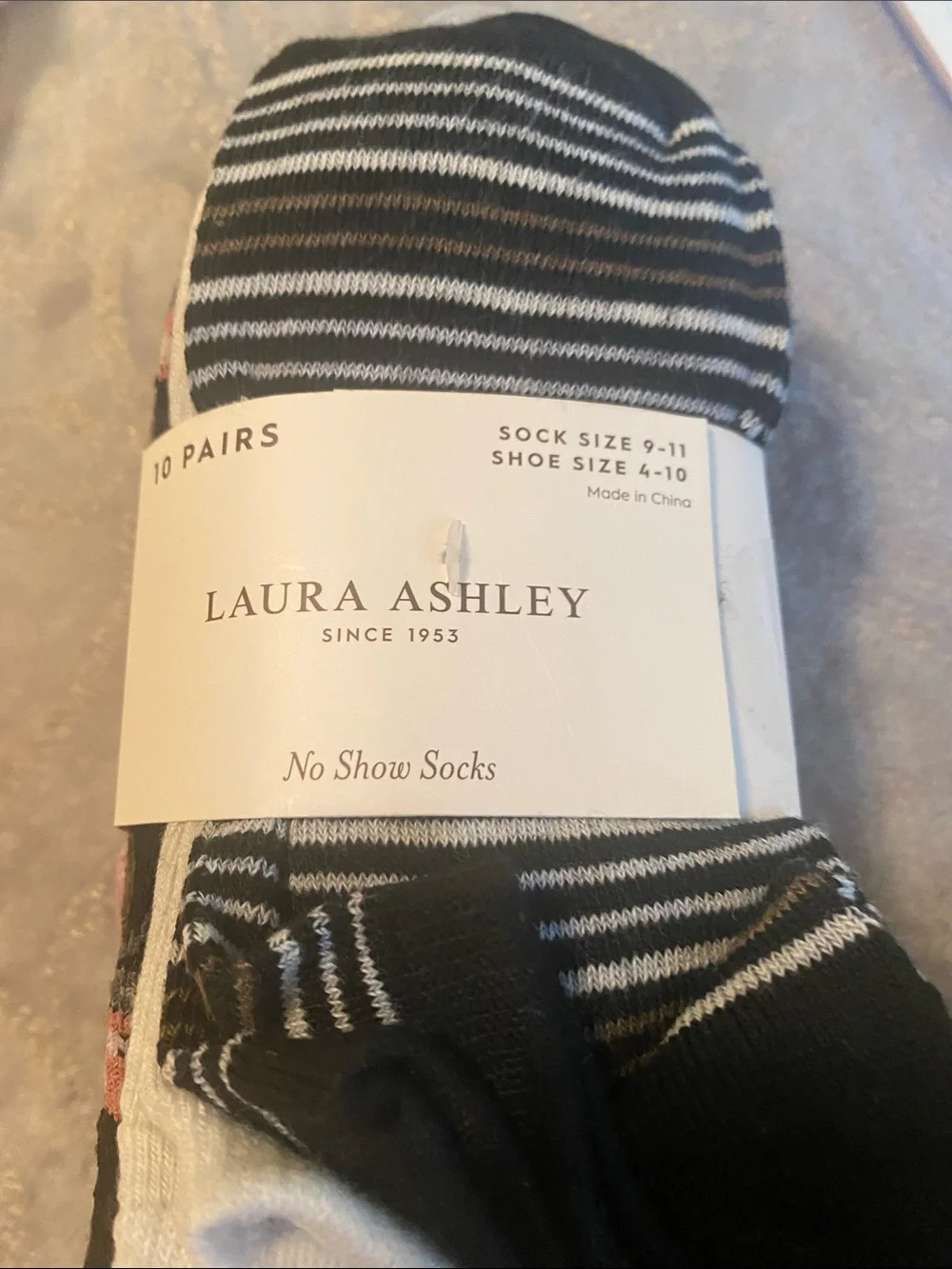 Laura Ashley Black, White & Pink No-Show Casual Socks (6 Pairs)